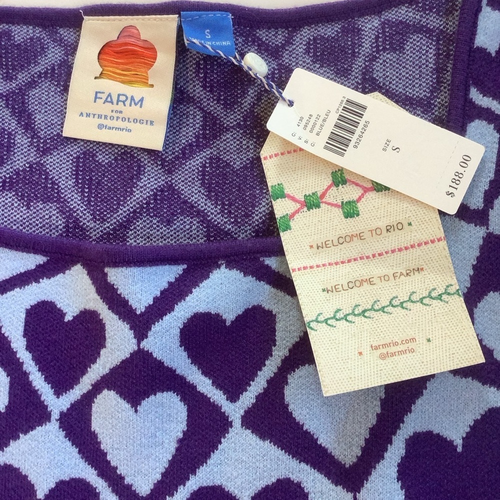 Anthropologie x Farm Rio Heart Sweater Midi Dress NWT | Size Small - Picture 8 of 11